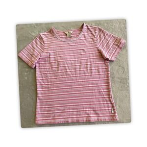 Woolrich Womens Striped T Shirt Size S Pink White Short Sleeve‎ Casual